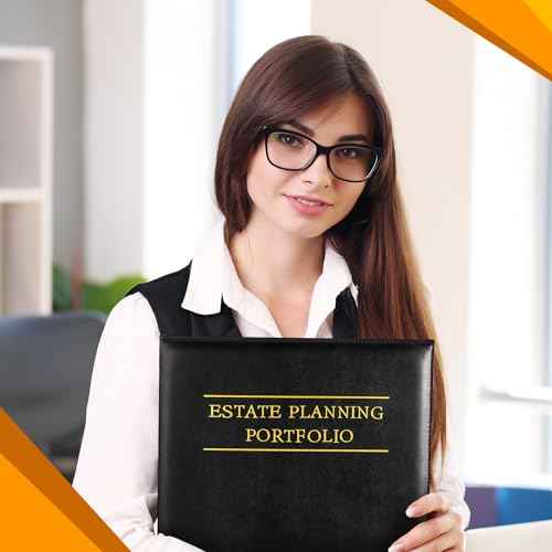 Skyygemm 2 Pcs Estate Planning Portfolio Binder PU Leather 3 Ring Binders with Gold Title and Index Tab Dividers, 11'' x 11.8'' x 2.4'' Estate Planning Organizer (Black)