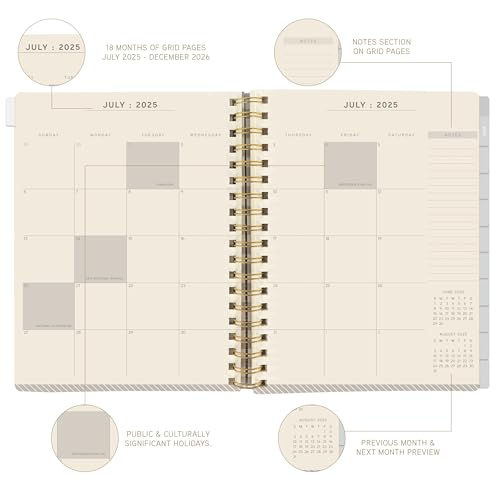 Graphique 2026 Spiral Frosted Cover Planner | 18 Month Organizer July 2025 - Dec. 2026 | Weekly & Monthly Spreads | To-Do & Note List | Reference Tabs | Reminder Stickers | Snoopy on House | 8¡± x 10¡±