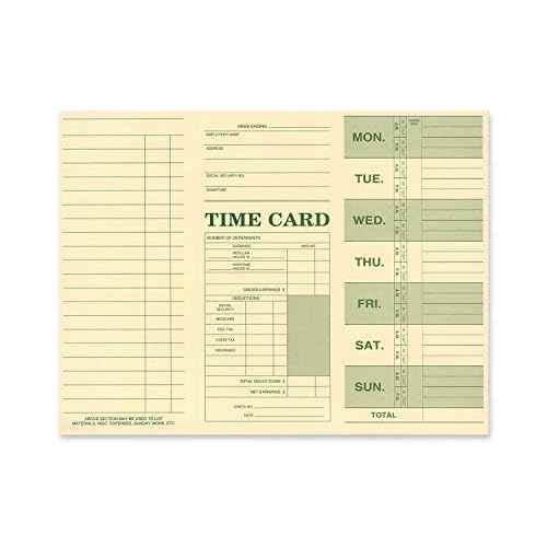 NextDayLabels - Employee Attendance Weekly Time Card (Pack of 250)