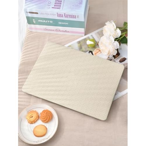 Seorsok Compatible with MacBook Air 13 Inch Case2022 2021 2020 2019 2018 Release A1932 A2179 M1 A2337 Touch ID,Woven Fabric Textured Elegant Leather Plastic Hard Shell Case with Keyboard Cover,Beige