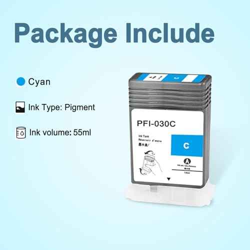 PFI-030 Ink Cartridge 55ml PFI-030C Cyan Ink Tank Compatible with Canon imagePROGRAF TA-20 TA-30 Printer 1-Pack