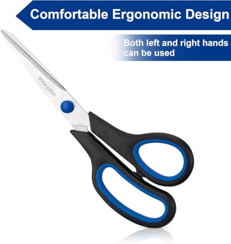 Black 6-Pack 8-Inch All-Purpose Stainless Steel Scissors for Office & Crafts
