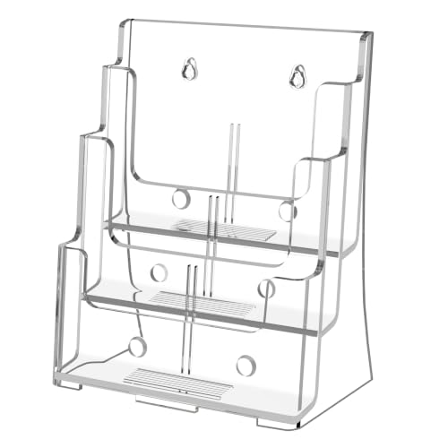 FUCDTEFC 3-Tier Acrylic Brochure Holder 8.5x11 Wall & Counter Display