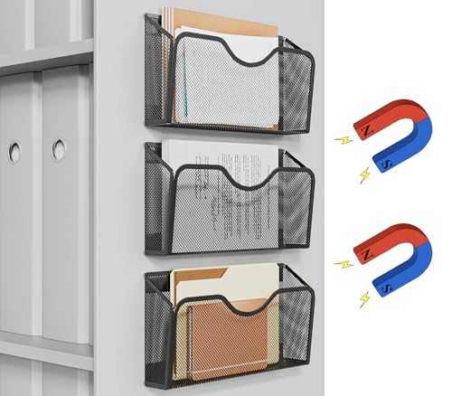 JANE EYRE Magnetic File Holder - Black 3 Pack Office & Home Organizer
