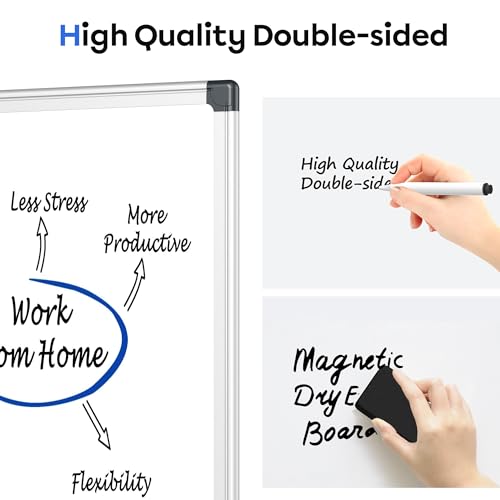 VUSIGN Magnetic Whiteboard, 36" x 24" Dry Erase Board for Wall, Silver Aluminum Frame, Hanging or Mounted White Board for Office, Home, School, Meeting