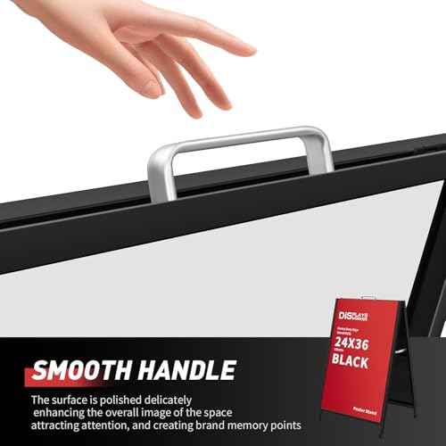 DISPLAYSWORKER Heavy Duty A-Frame Sidewalks Signs 24x36 Inch,outdoor Sandwich Board Sign Black Coated Steel Metal Double-Sided£¬Slide-in Folding (Double Side (flat-pack))