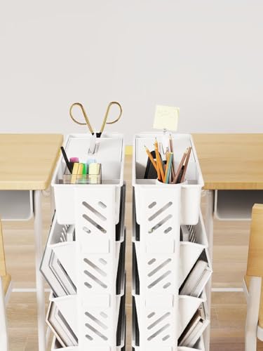 Vosaplk 5-Tier Rolling Utility Cart, Mobile Bookshelf on Wheels with 360° Casters
