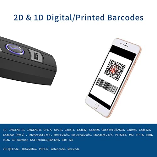 Symcode Silver Bluetooth Barcode Scanner 2.4G Wireless & Wired Handheld