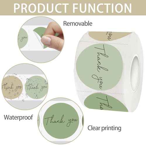 Starboling Thank You Sticker,500pcs 1.5Inch Green Thank You for Supporting My Small Business Stickers,for Supporting My Business Supplies Packing,Envelopes,Gift Wraps and Crafts£¨Green£©