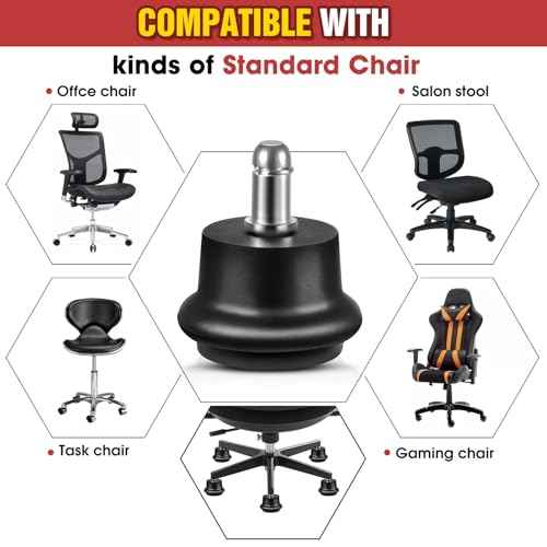 Pisman Bell Glides Replacement for Office Chairs or Stools - Convert Swivel Casters to Fixed Stationary Wheels, Short Profile with Self-Adhesive Felt Pads (15Pcs)