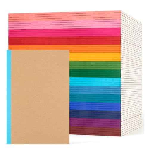 60 Pack Composition Notebook Journals Bulk, A5 Lined College Ruled Notebook, Kraft Cover with Rainbow Spines, 8.3¡±x 5.5¡±, 15 Colors 60 Pages for School Office Travel