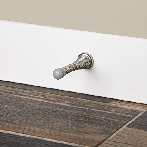 Amazon Basics Brushed Nickel Spring Door Stopper 12-Pack with Rubber Bumper Tips