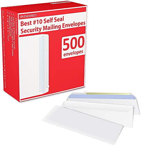 Splendoress 500 Count Self Seal Business Envelopes Letter Size 4-1/8 x 9-1/2 Inches