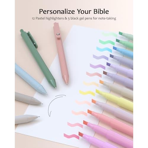 Bible Cover Case for Women, Large Bible Bag with Study Supplies, Bible Journaling Kit with Highlighters and Pens No Bleed, Christian Gift for Women (Shoulder Strap, Smokey Taupe)