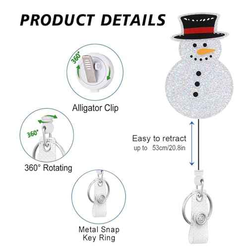 3 Pack Christmas Badge Reel Retractable, Nurse ID Name Card with Alligator Swivel Clip, Cute Elk Snowman Christmas Tree Badge Holder for Nurse Student