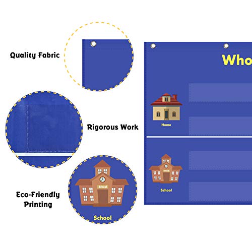 Classroom Attendance Pocket Chart with 36 Reusable Student Cards - Easy Check-In Tool