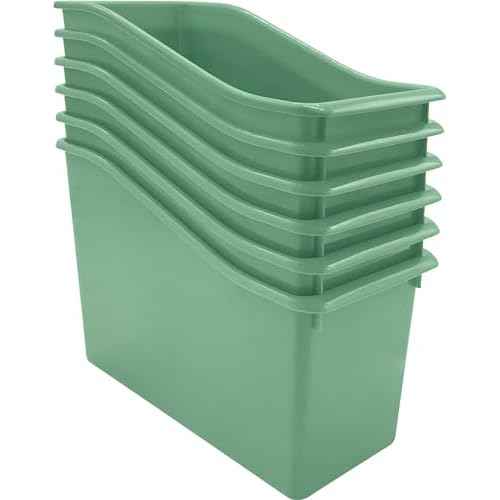 Teacher Created Resources Eucalyptus Green Plastic Book Bin 6-Pack (TCR2088686)