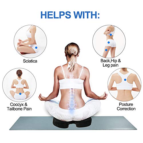 SnugPad Black Memory Foam Seat Cushion - Sciatica, Back, Hip, and Tailbone Pain Relief, Firm Version, Support for Office Chair, Wheelchair, Car. Non-Slip Orthopedic Coccyx Memory Foam (2 Pack)