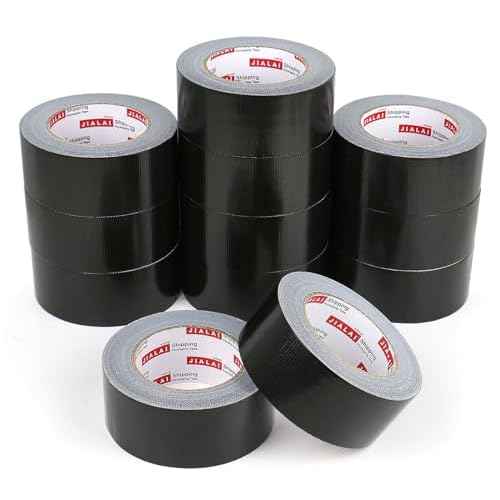 Black Duct Tape Heavy Duty - 30 Yards x 2 Inch 12 Roll Multi Pack - Strong, Flexible, Waterproof and Tear by Hand - for Indoor & Outdoor Repairs, Industrial, Professional Use