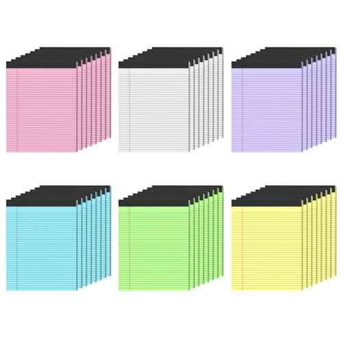 Colored Legal Pads, Yellow Legal Pads 8.5 x 11, 48 Pack Note Pads 8.5 x 11 Wide Ruled, Notepads 8.5 x 11 with Sturdy Back, Perforated Writing Paper Pads, Colored Lined Pads for Office, School, Home