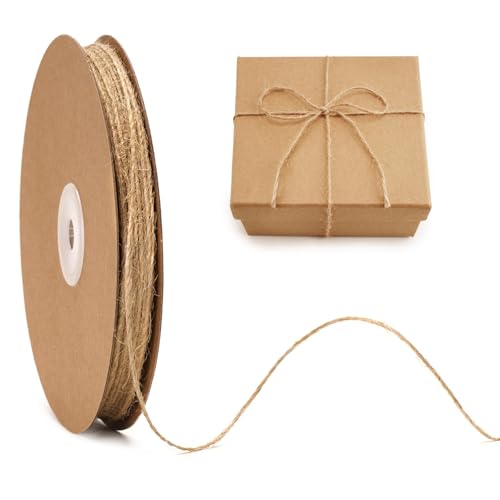 jijAcraft 1.5mm Natural Brown Jute Twine 328ft – 2-Ply Gardening & Craft String, Gift Wrapping