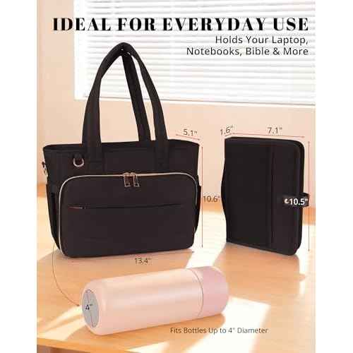 Puffer Tote Bag for Women, Large Quilted Handbag with Laptop Compartments, Work, College, Church & Bible Bag