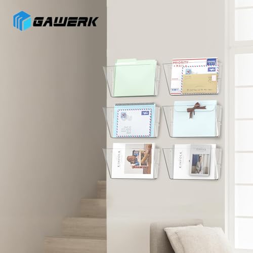 Gawerk Clear Acrylic Wall Mount File Holder 3 Pack for Office & Home