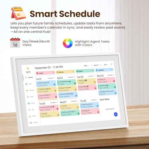 Skyzoo 15.6-Inch Digital Calendar ? Schedule, Chore Chart, Meal Planner, Task Rewards System, Family Photo Display, Syncs with Online Calendars, Horizontal, Vertical & Wall-Mount