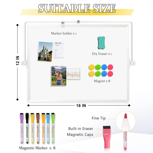 AMUSIGHT 16x12-Inch Double-Sided Magnetic Whiteboard with Stand, White