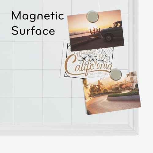 U Brands Magnetic Dry Erase Calendar White Board, 30" x 20", White Wood Style Frame, Includes Magnets