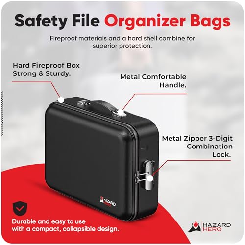 Fireproof Document Bag, 12 Multi Layer Important Document Organizer, Fireproof Bag Safe Storage Portable File Organizer with Lock, Waterproof Safe Organizer for Legal Files, Laptop, and More