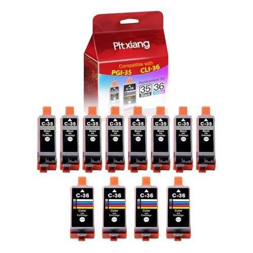 Compatible for Canon PGI-35 Black & CLI-36 Color Ink ? Replacement for IP100B/IP100/iP110/TR150 Printers ? 12-Pack (8 Black + 4 Tri-Color)?? Also Known as C35/C36 cartridges