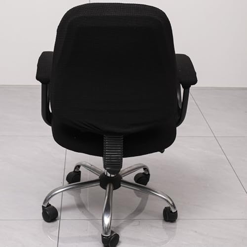 Melaluxe Black Office Chair Cover with Armrest Covers — Universal Stretch Desk Chair Slipcovers