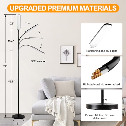 Marctronic Black LED Floor Lamp 18W 1800LM Dimmable Remote Smart Compatible