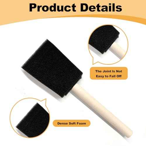 Round Stencil Brush and Small Foam Brush Set with High Density Foam 50pcs for Small Crafting(5/16", 1/2", 3/4", 1", 1-1/2", 2") ¡¦