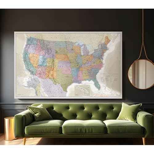 Maps International Giant Classic USA Mega-Map - Map of The United States Poster - Front Lamination - 46 x 80