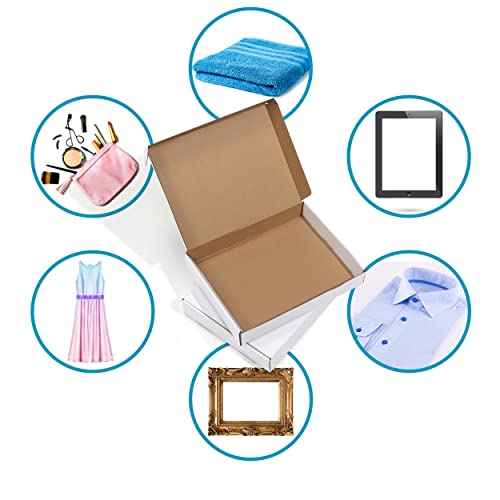 EYMPEU 13x10x2 Inches Shipping Boxes Set of 20 White Corrugated Cardboard Mailing Boxes for Packaging, Small Business, Literature, Mailer