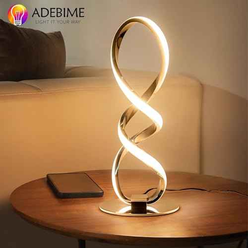 LED Spiral Bedside Table Lamp, Stepless Dimmable 12W 3000K Warm White, Modern Nightstand Desk Lamp for Bedroom, Living Room?, Sliver