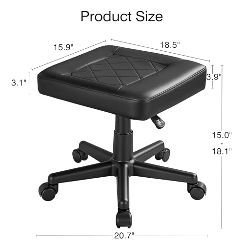 VECELO Under Desk Footrest with Wheels - PU Ergonomic Foot Rest, Height Adjustable, Black