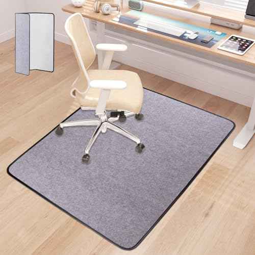 TPU Anti-skidding Office Chair Mat for Hardwood Floor & Carpeted,36'' x 48'' Floor Protector for Rolling Chairs,Heavy Duty Folding Chair Mat for Home and Office Floor Mat (Light Grey)