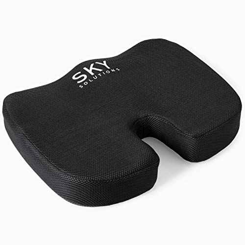 Sky Mat Office Chair Cushion - 17.9 x 14 x 2.75 Seat Pillow for Back Discomfort w/Gel Foam Pad, Mesh Cover, Handle and Portable Bag - Machine Washable Pressure Relief Cushions