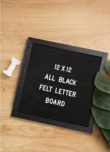 Black Felt Letter Board 12x12 Inches with 335 Changeable Letters and Storage Bag
