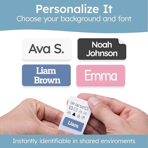 Personalized Waterproof Name Labels for Kids & Adults - Dark Blue 70pcs - Clothing & Item Stickers