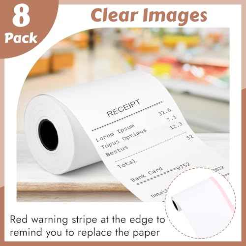 (8 Rolls) 2 1/4" x 55' Thermal Receipt Paper, Compatible with Most Credit Card Machine Handheld Terminal, and Mini POS Cash Register Printer