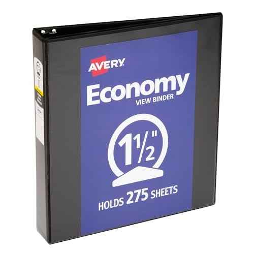 Avery Economy View 3 Ring Binder, 1.5" Round Rings, 1 Black Binder (05725)