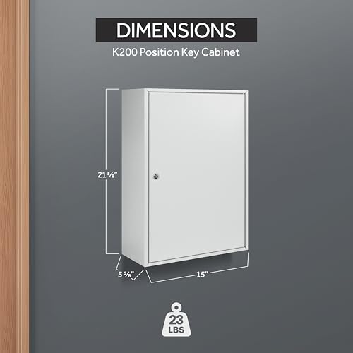 Durabox 200-Position Steel Key Cabinet Light Grey with 200 Key Hooks & Tags – Wall-Mount