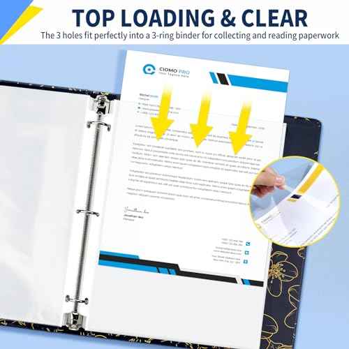 SUNEE Sheet Protectors 50 Packs for 3 Ring Binder, 8.5x11 Clear Plastic Page Sleeves for Paper, Documents, Certificate, Sheet Music, Recipe, File