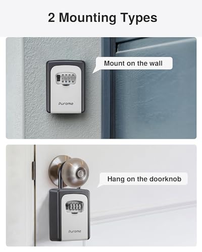 Puroma Large Code Lock Box Wall Mount Safe Gray - Outdoor Key Storage