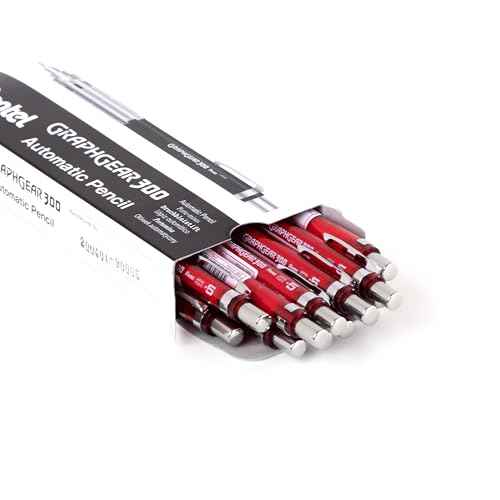 Pentel GraphGear 300 Mechanical Pencil, Box of 12 Pencils, red, 0.5mm