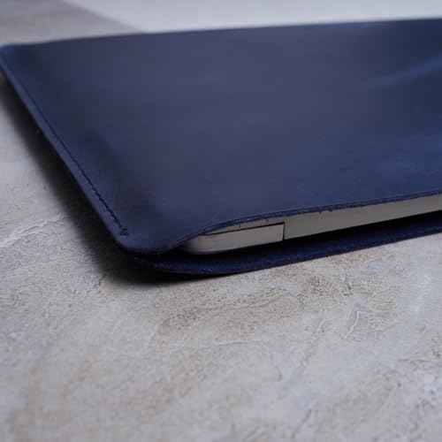 Blue Leather Laptop Sleeve 13" Genuine Leather MacBook Air 13 inch Case - Carrying Protective Cases Compatible with MacBook 13" Air/Pro M1 M2 M3 M4 MAX PRO A2338 A2681 ¬¡3113 A3240 A2337, Blue
